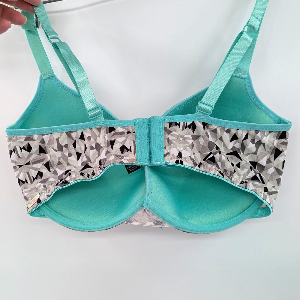 XOXO Teal Geometric Print Bra 36D‎ Lace Trim Underwire - Picture 2 of 6
